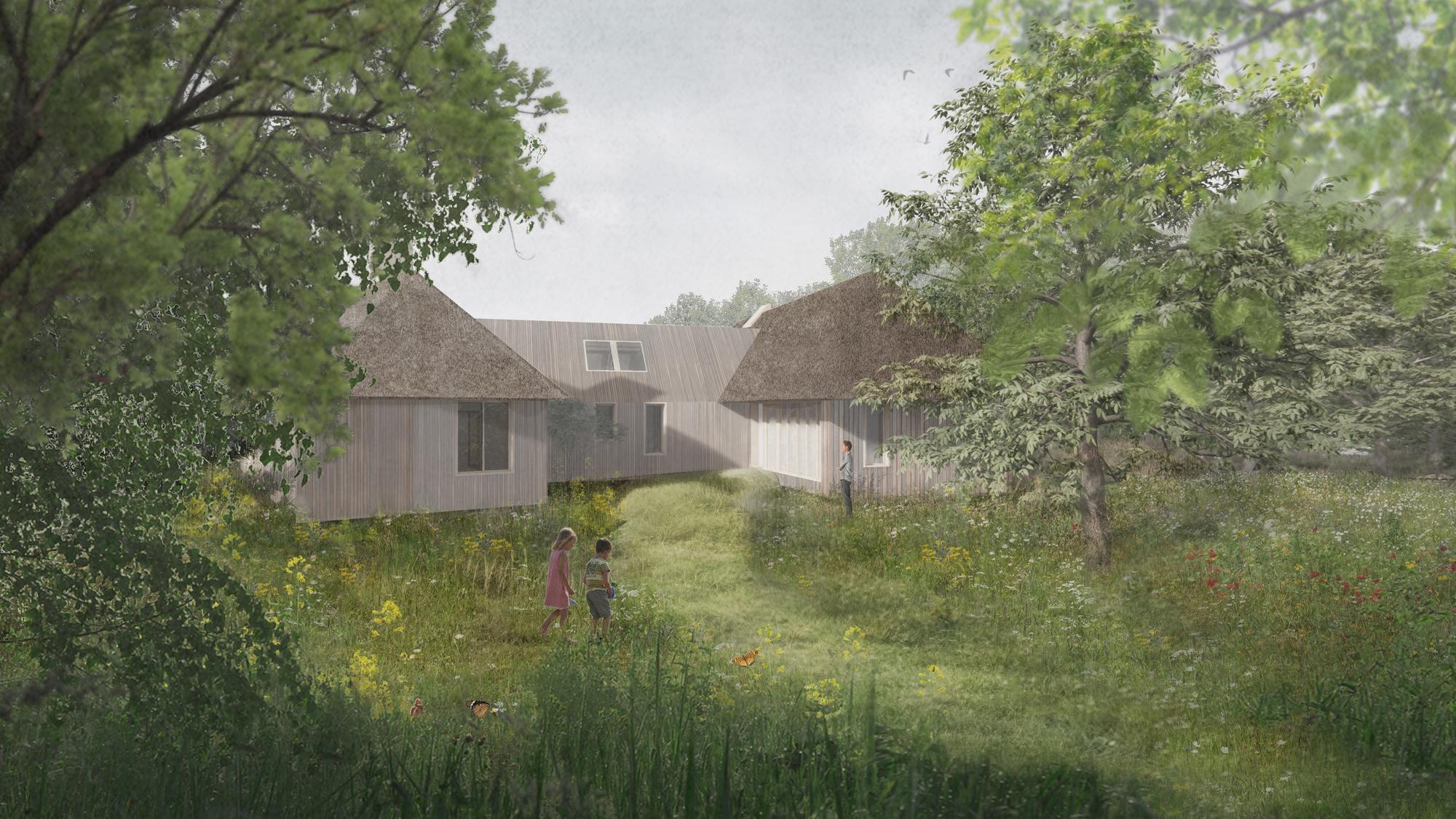 Render image of thatched house by Studio Bark