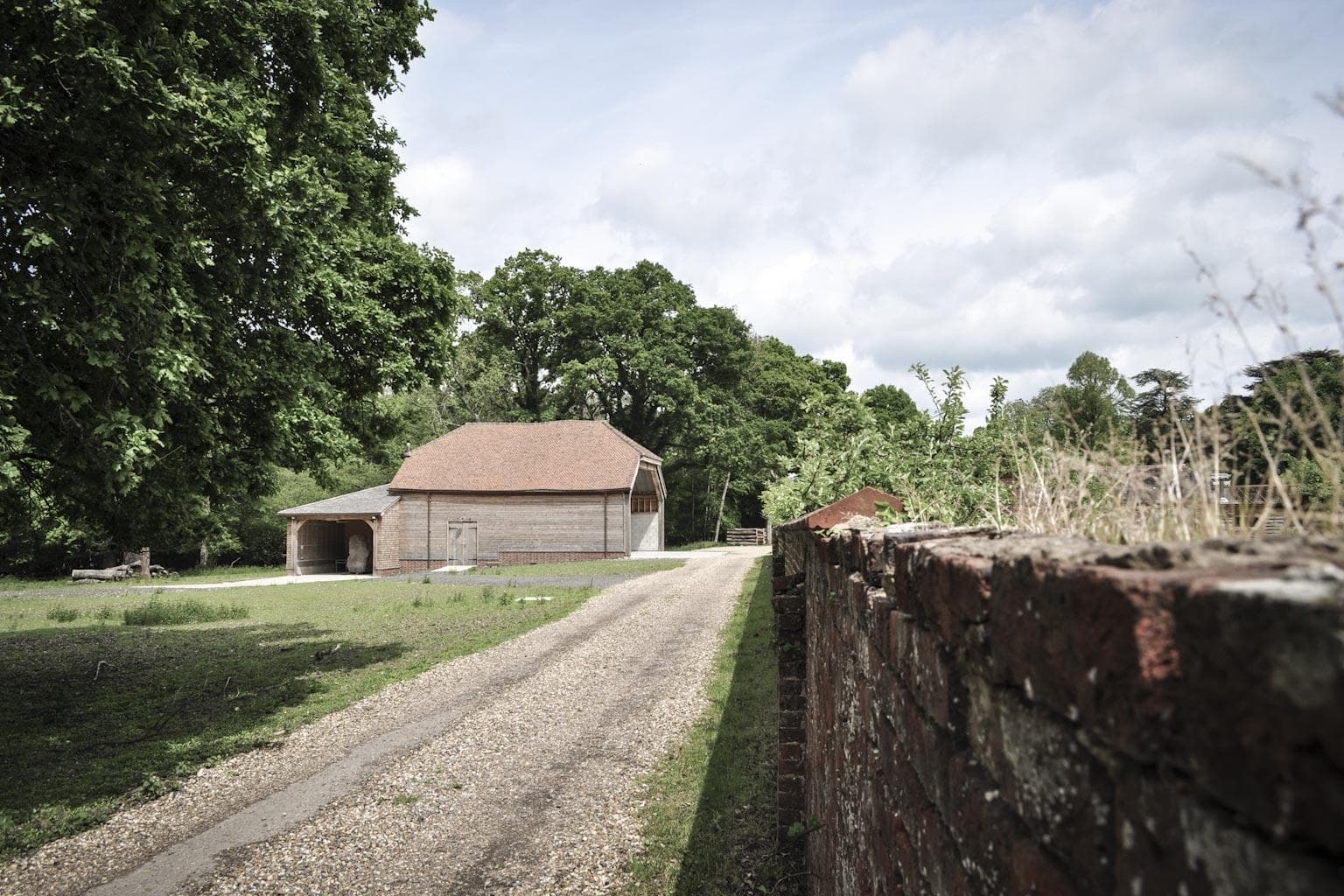 Knepp Bio Barn viewed from the approach 