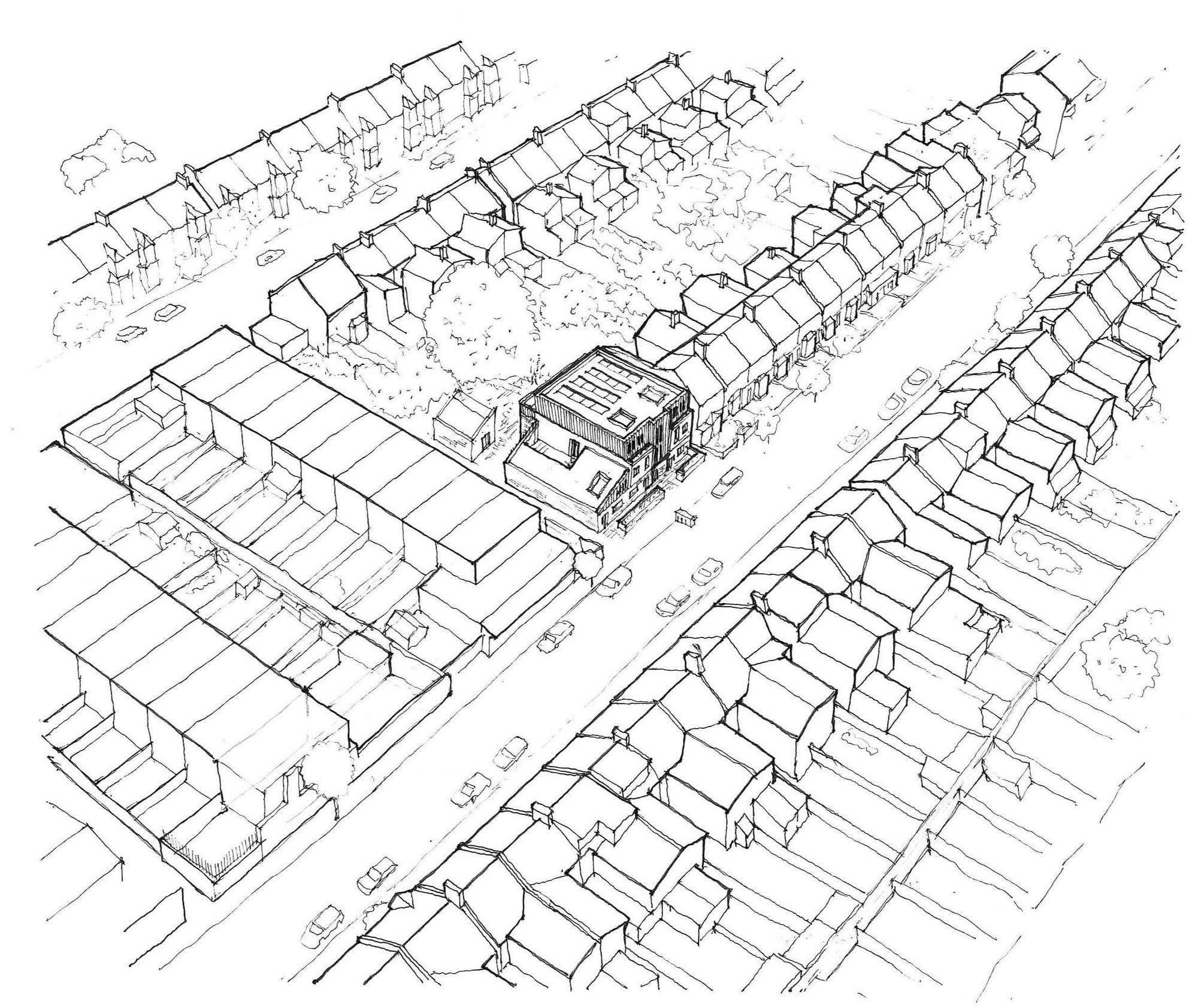 Sketch of Claude Road CLT in Leyton