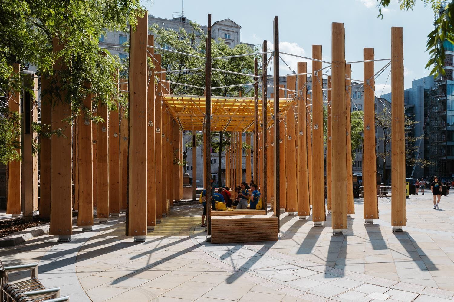 Timber installation in Leeds City Centre