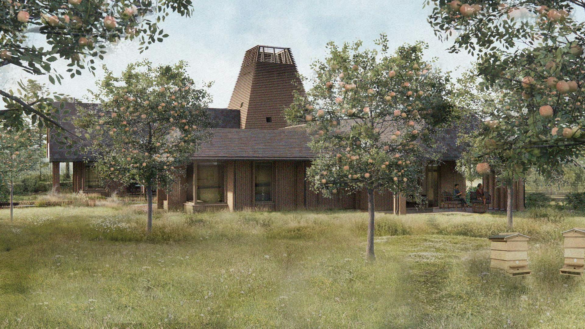 Visual of Breach House with a central watertower feature