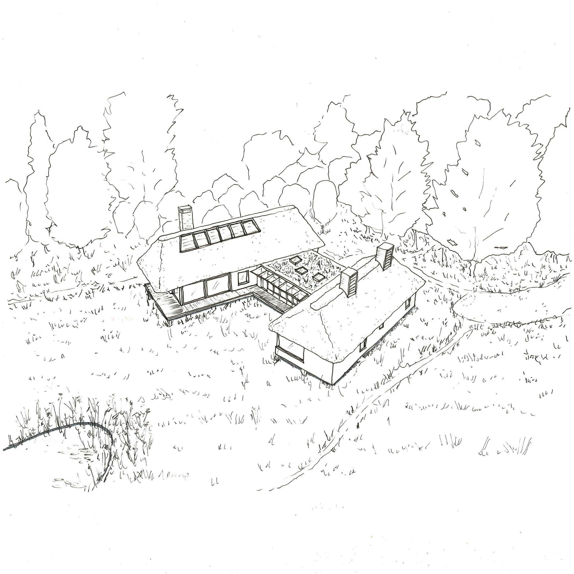 Hand drawing of Thatch House