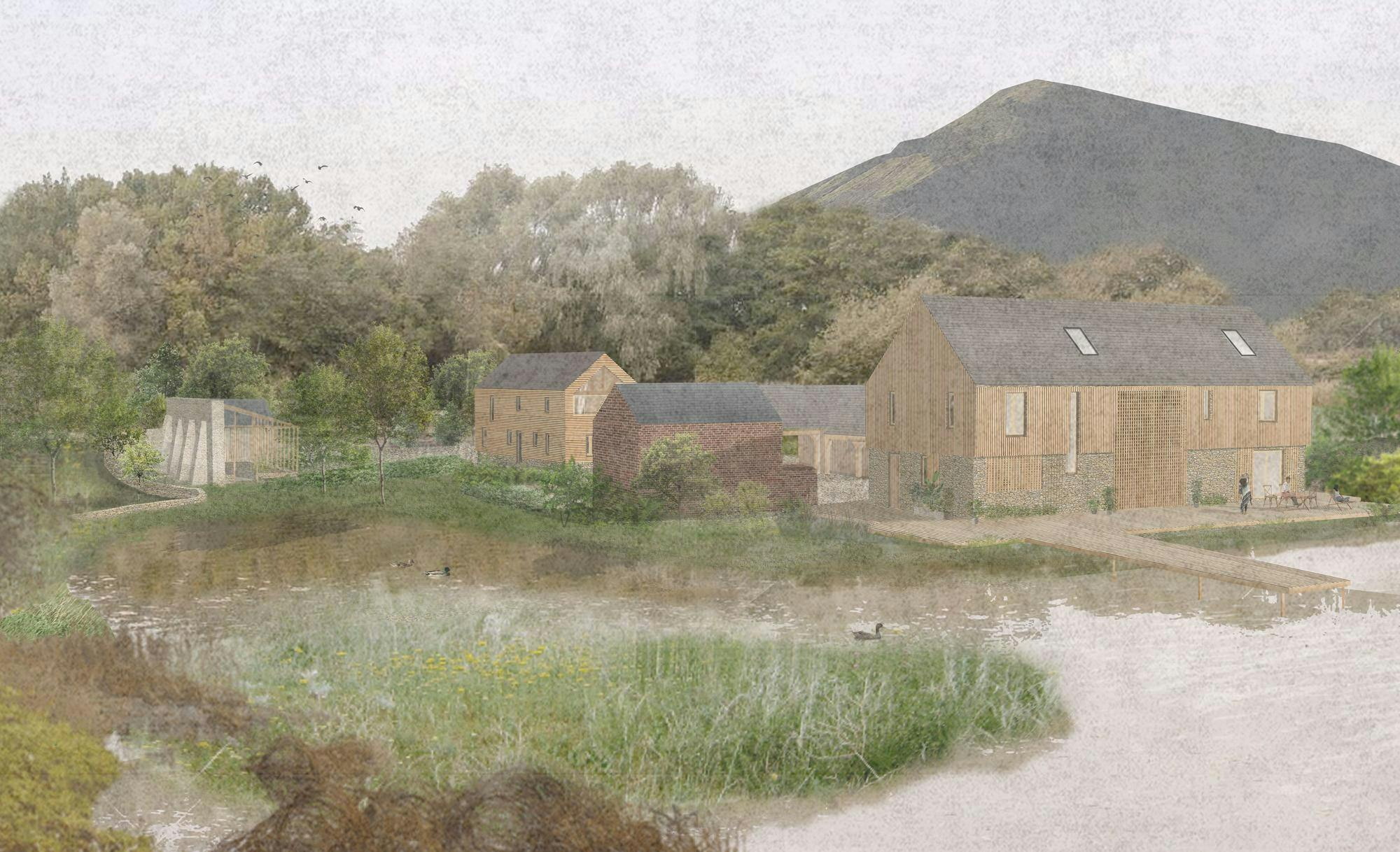 Architectural visualisation of whole scheme within the Shropshire Farm