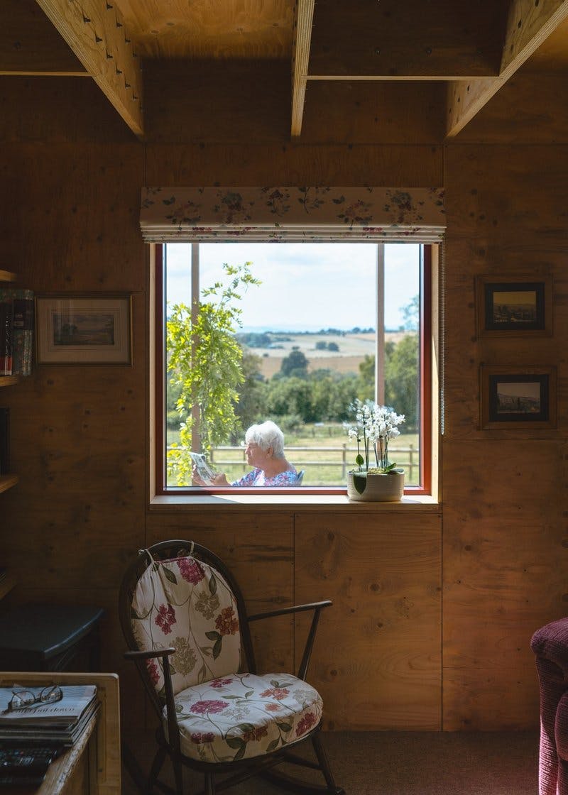 View outside through the window at Nest House