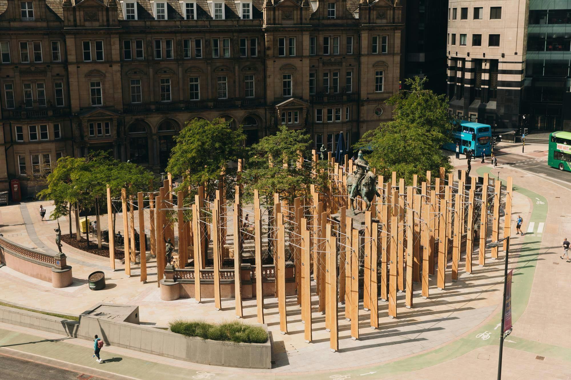 Making A Stand: A collaborative art installation by Studio Bark and Michael Pinsky in Leeds City Centre to make a stand against wasteful supply chains