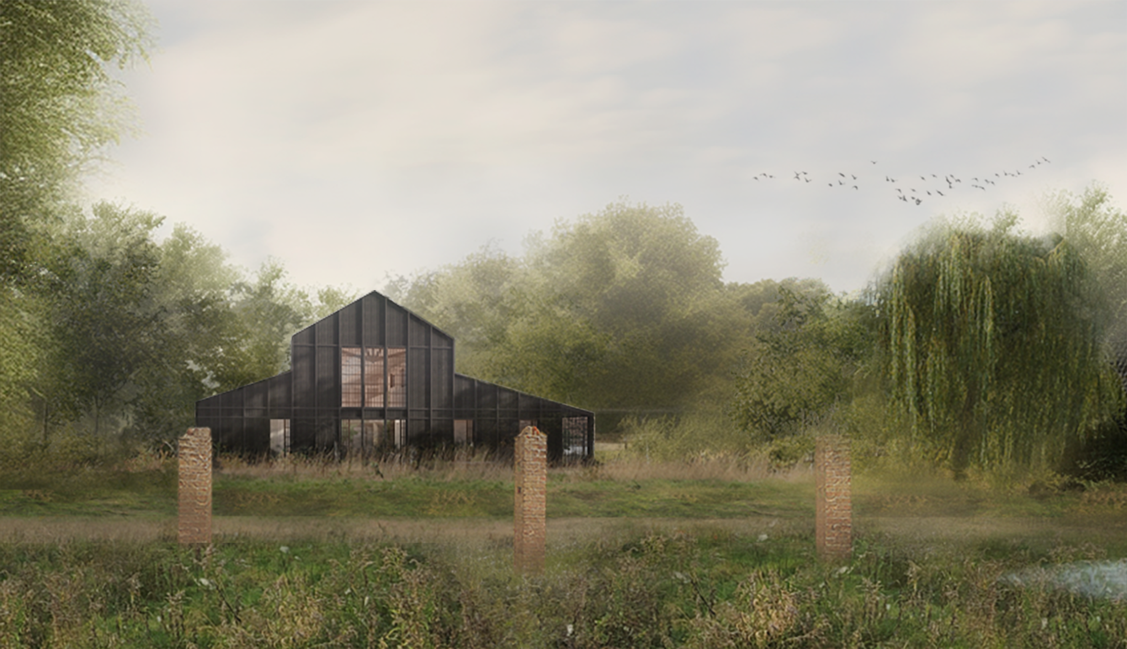 A low-impact eco-home on the grounds of a derelict post-war steel barn